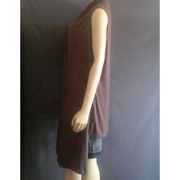 Bryn Walker Taupe Brown Hi Low Large Pocket Long Vest M - Picture 6 of 12